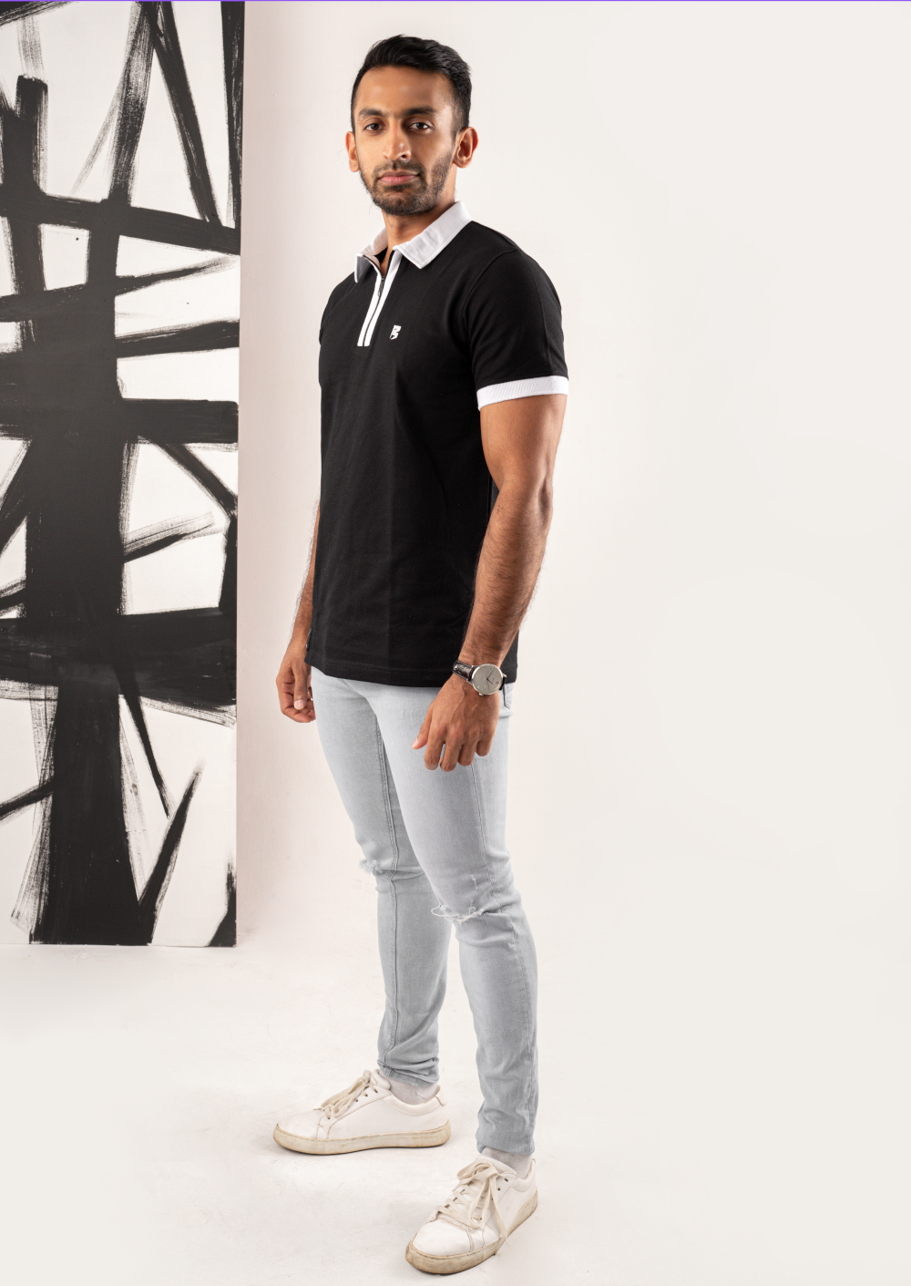 Smart zip neck polo t shirt black designed for modern style. Perfect zip neck polo t shirt for men and versatile for smart casual dress code in Sri Lanka. Explore premium zip neck polo t shirt Sri Lanka collections, classic black polo t shirt Sri Lanka, and options to buy polo tshirts Sri Lanka