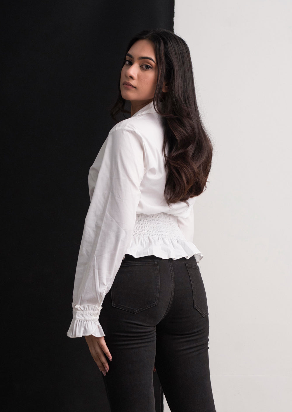 WAIST GATHER PREMIUM WORK BLOUSE BWC115