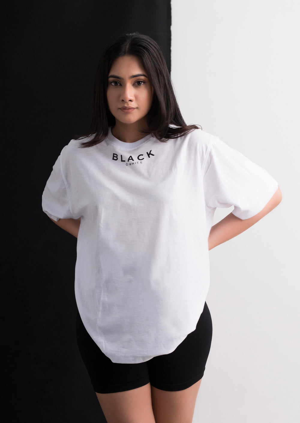 White oversized Tee Ladies (without back print)