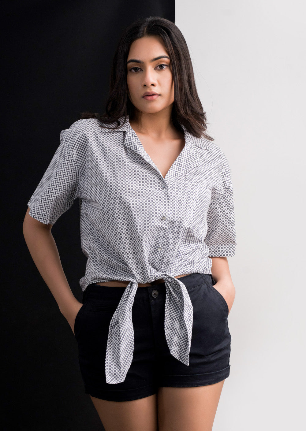 Black O White First edition Knot Blouse