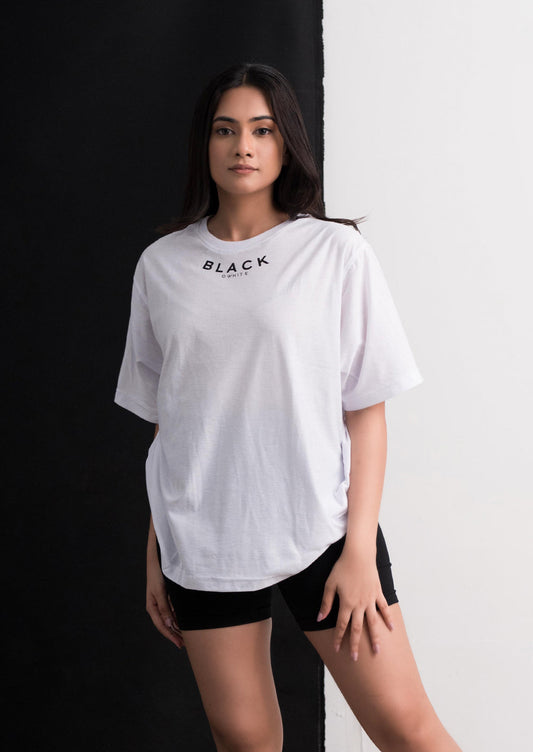 White oversized Tee Ladies (without back print)